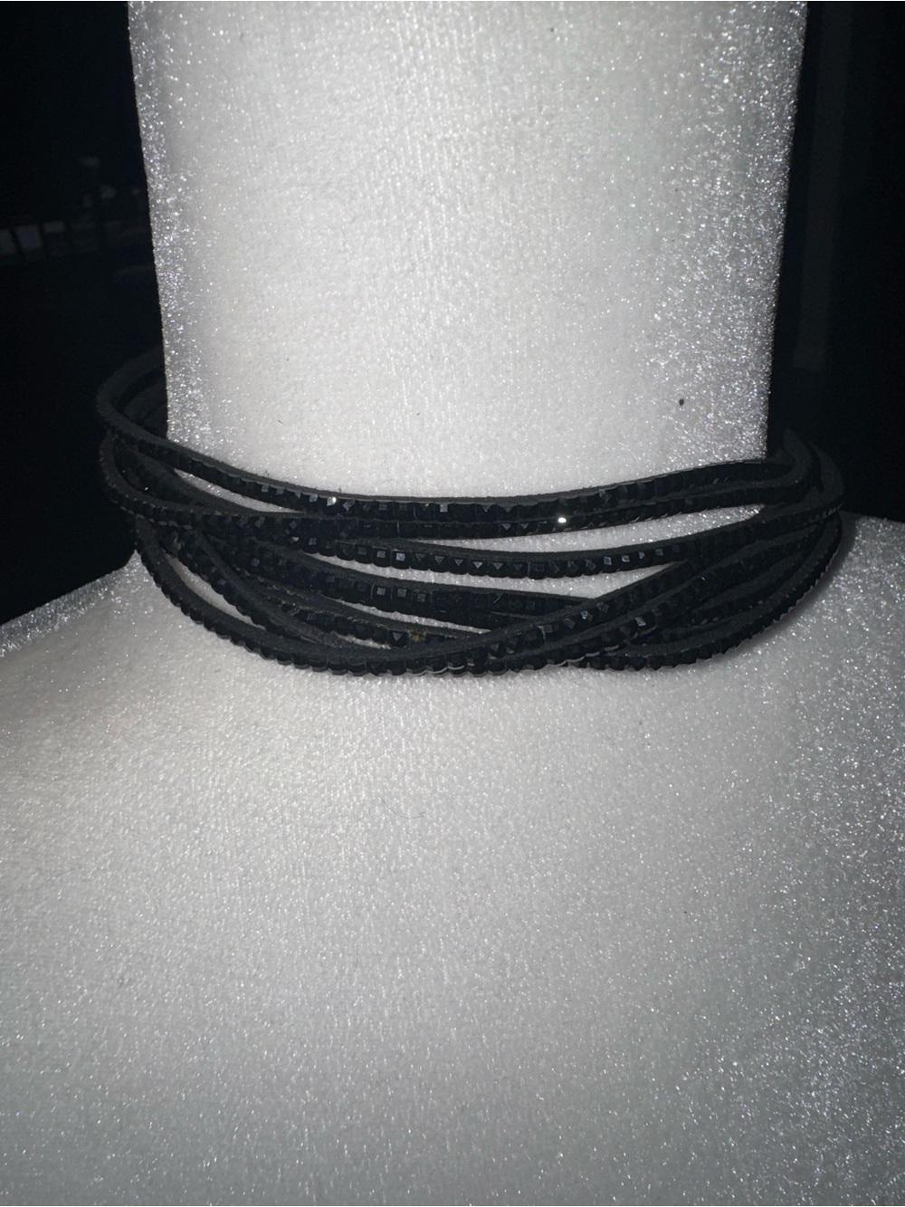 Black diamonte Multi Strand Beaded Wrap Choker Necklace Women Jewelry crystal